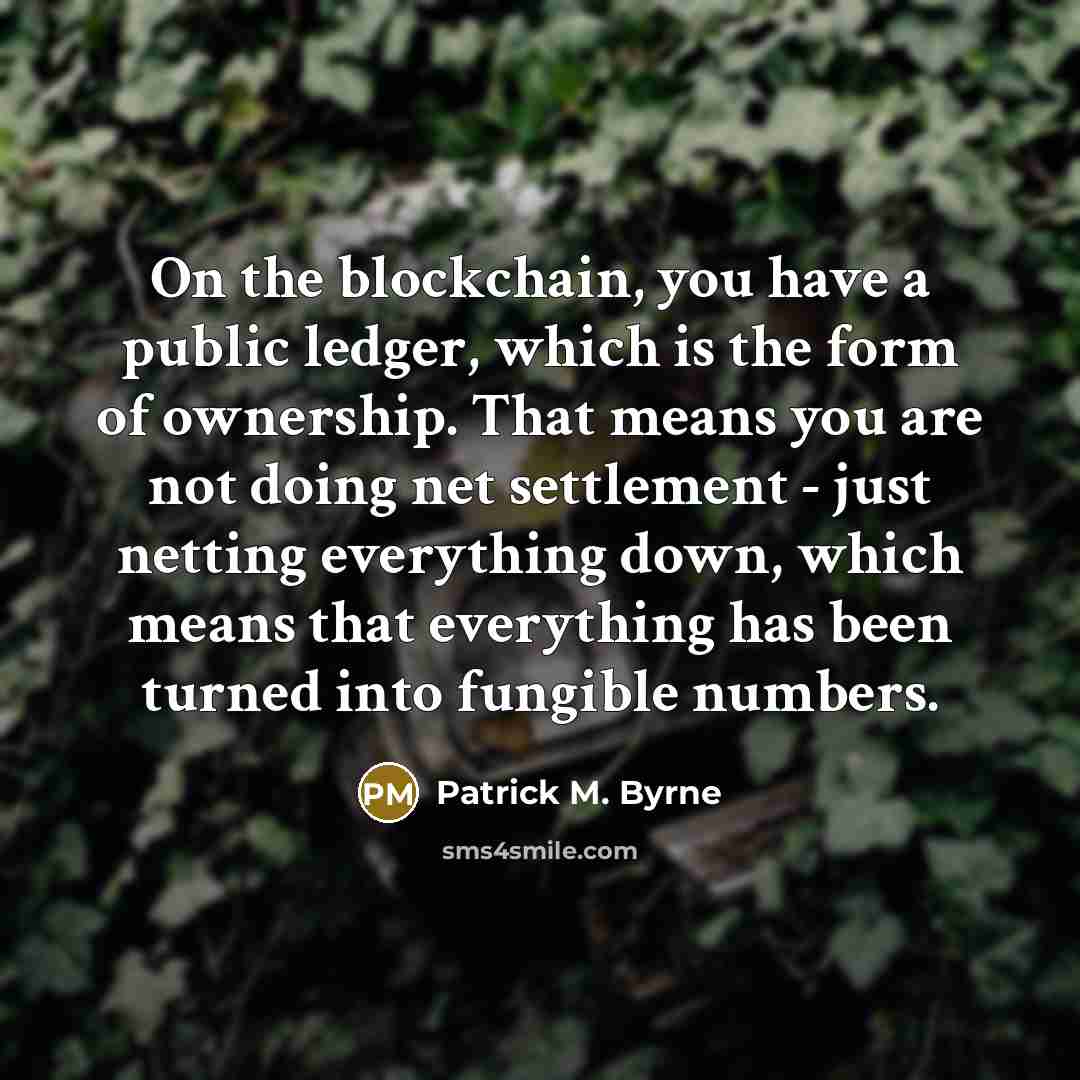 “On the blockchain, you have a public ledger, which is…” quote by Patrick M. Byrne