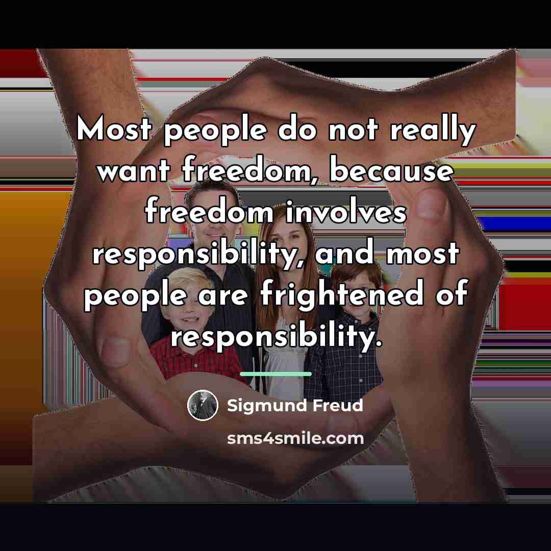 “Most people do not really want freedom, because freedom involves…” quote by Sigmund Freud