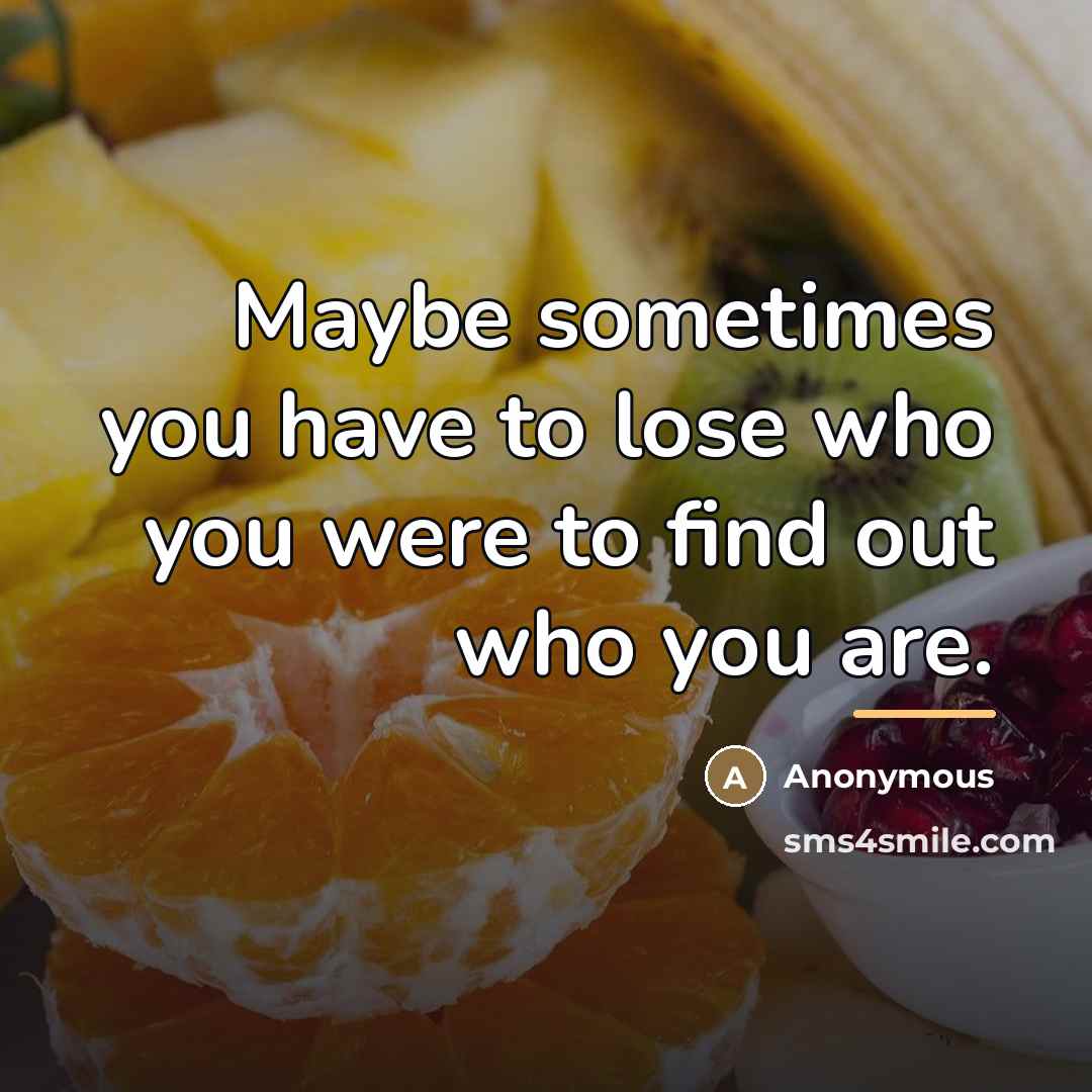 “Maybe sometimes you have to lose who you were to…” quote by Anonymous