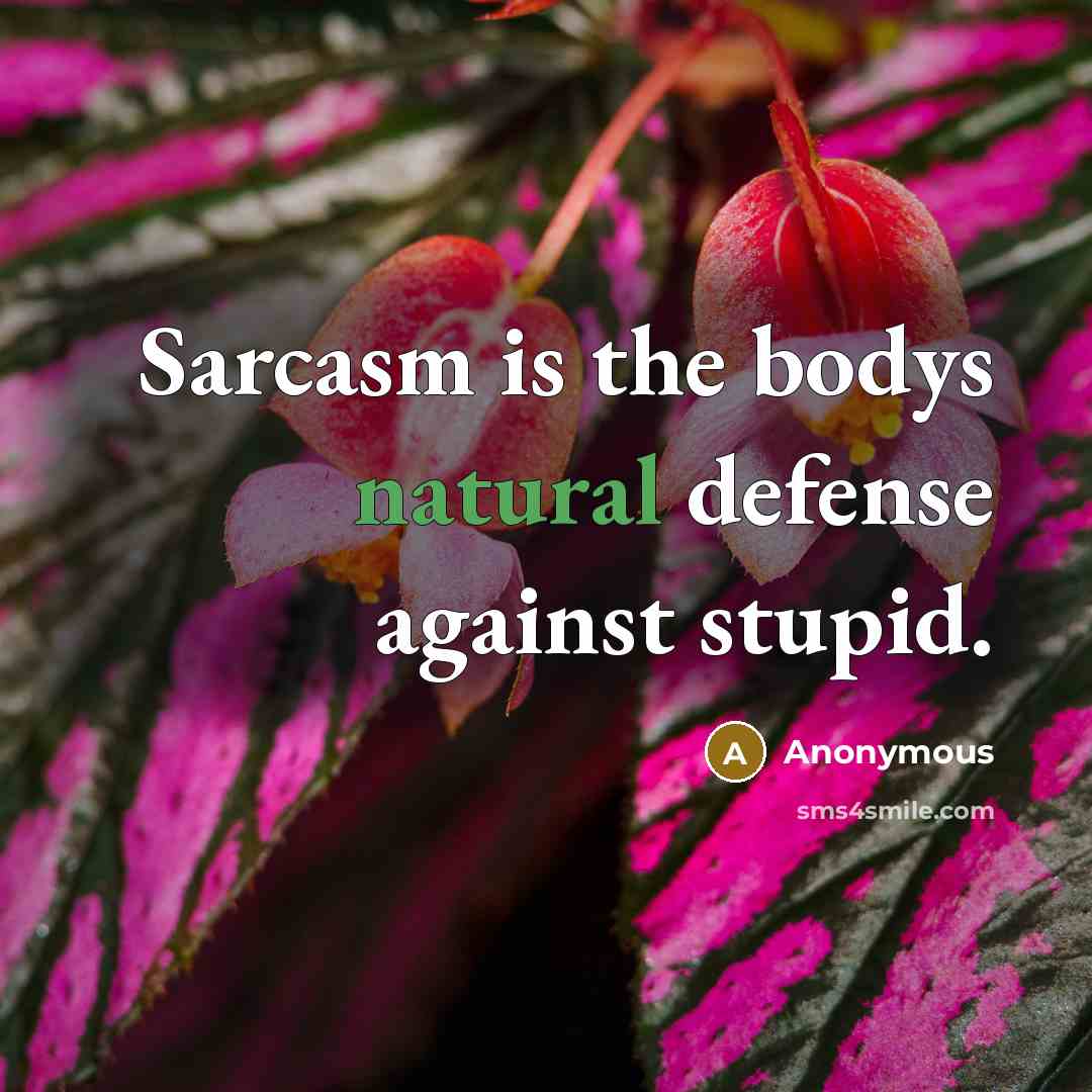 “Sarcasm is the bodys natural defense against stupid.…” quote by Anonymous