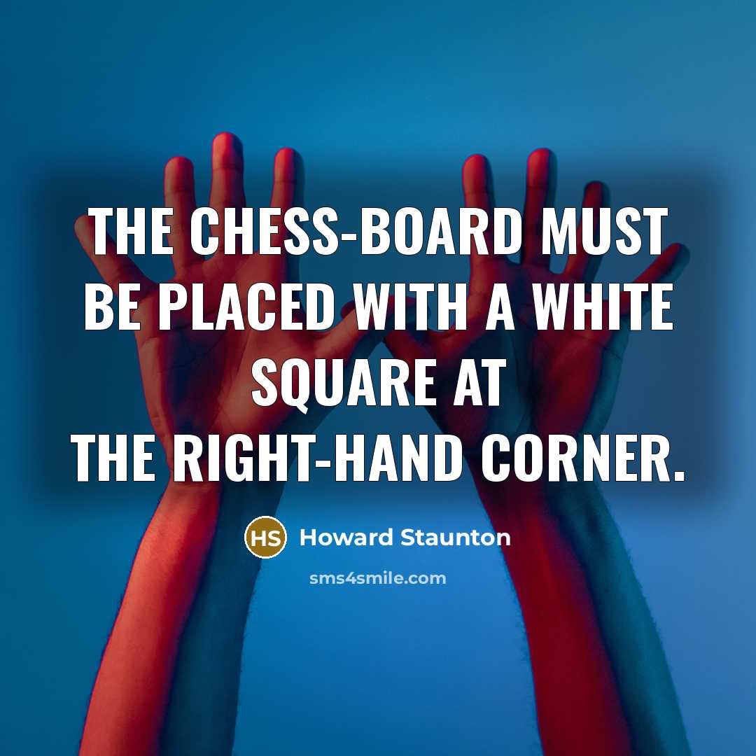 “The Chess-board must be placed with a white square at…” quote by Howard Staunton