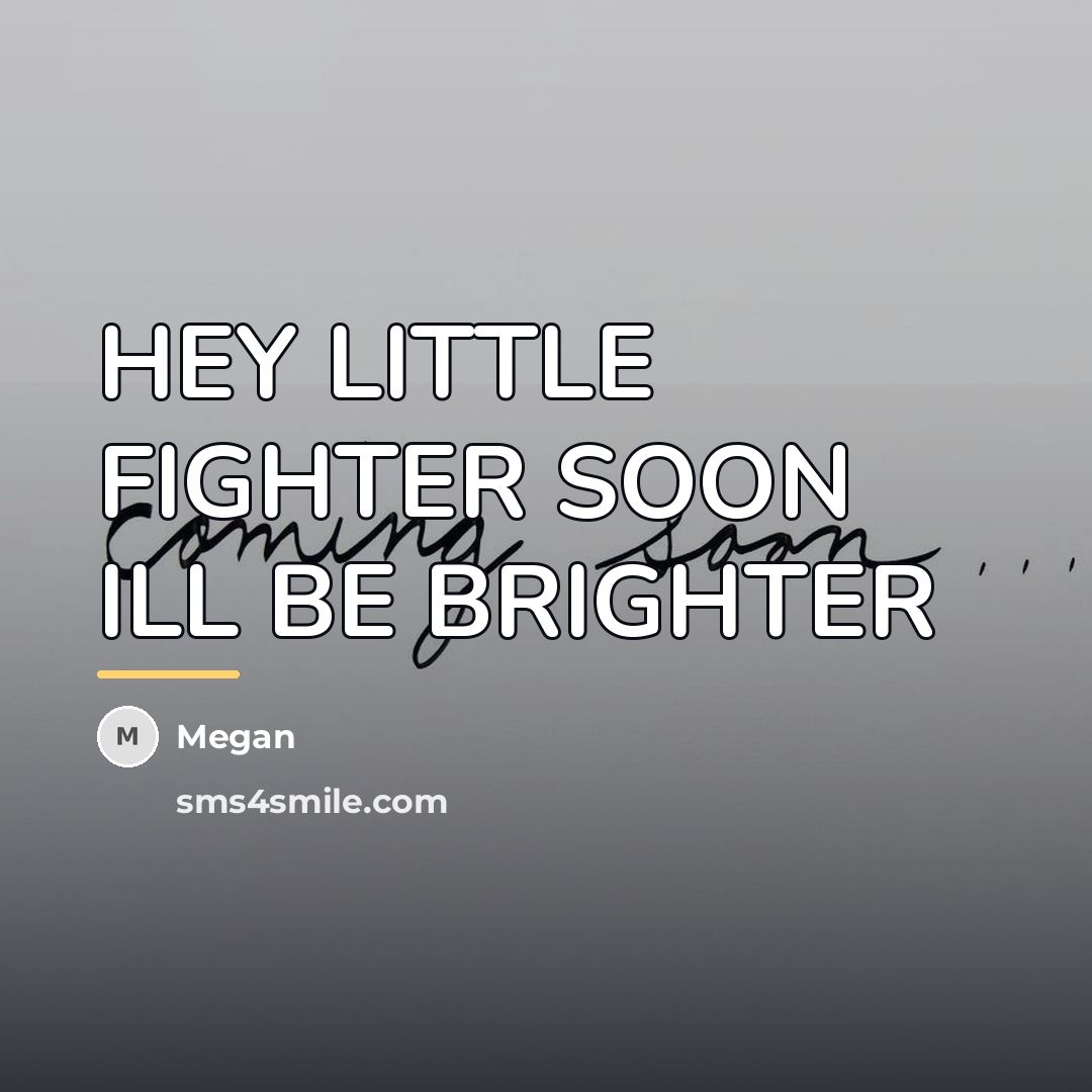 “HEY LITTLE FIGHTER SOON ILL BE BRIGHTER…” quote by MEGAN