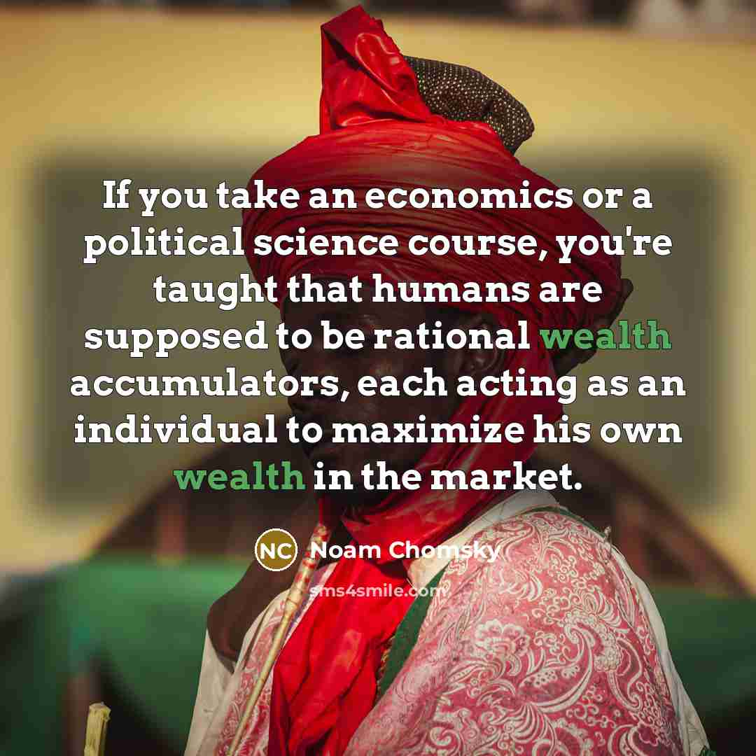 “If you take an economics or a political science course,…” quote by Noam Chomsky