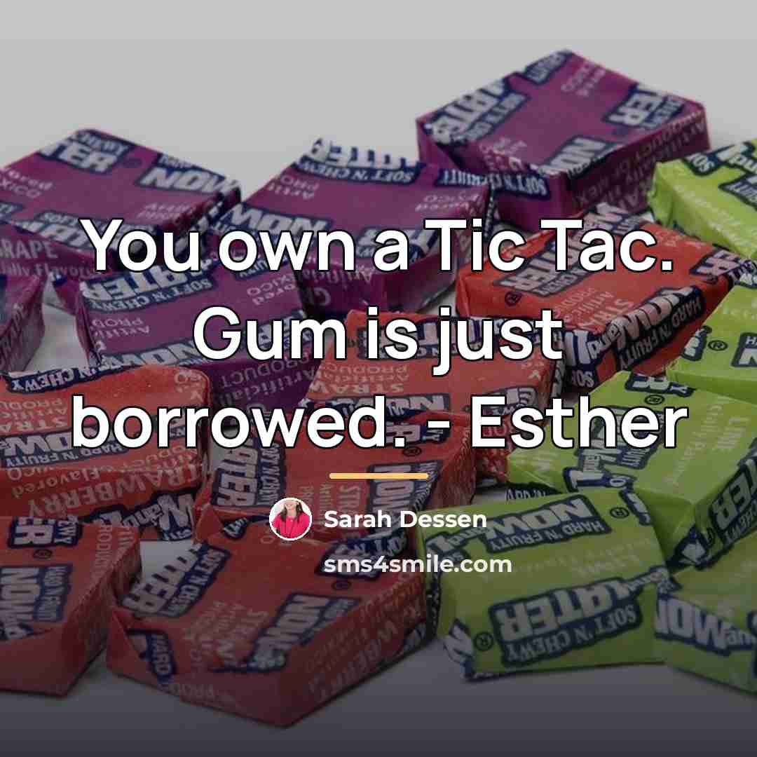 “You own a Tic Tac. Gum is just borrowed. -…” quote by Sarah Dessen