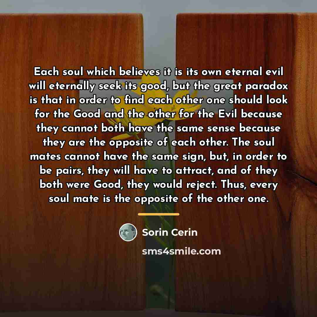 “Each soul which believes it is its own eternal evil…” quote by Sorin Cerin