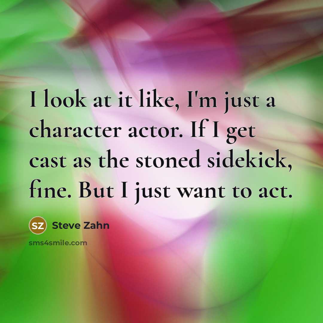 “I look at it like, I'm just a character actor.…” quote by Steve Zahn