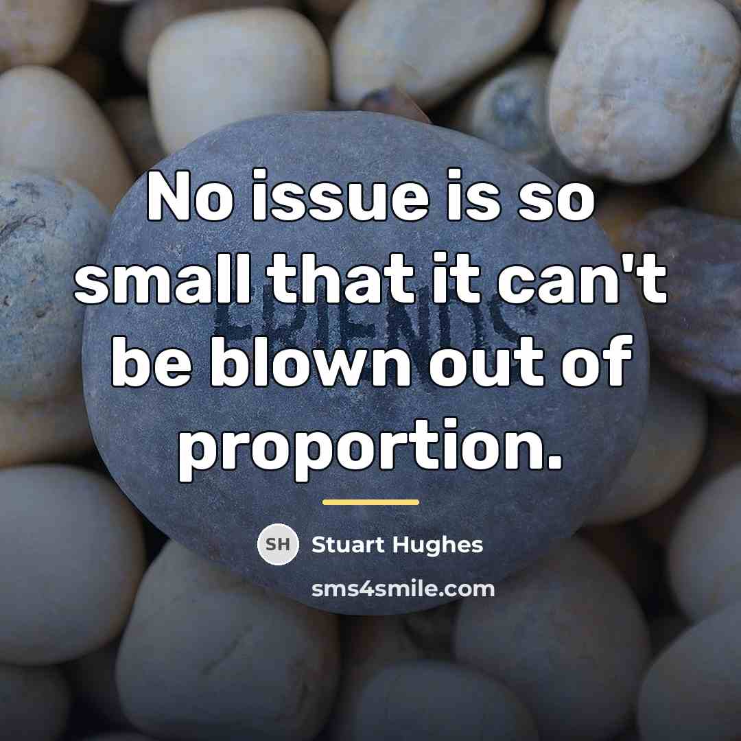 “No issue is so small that it can't be blown…” quote by Stuart Hughes
