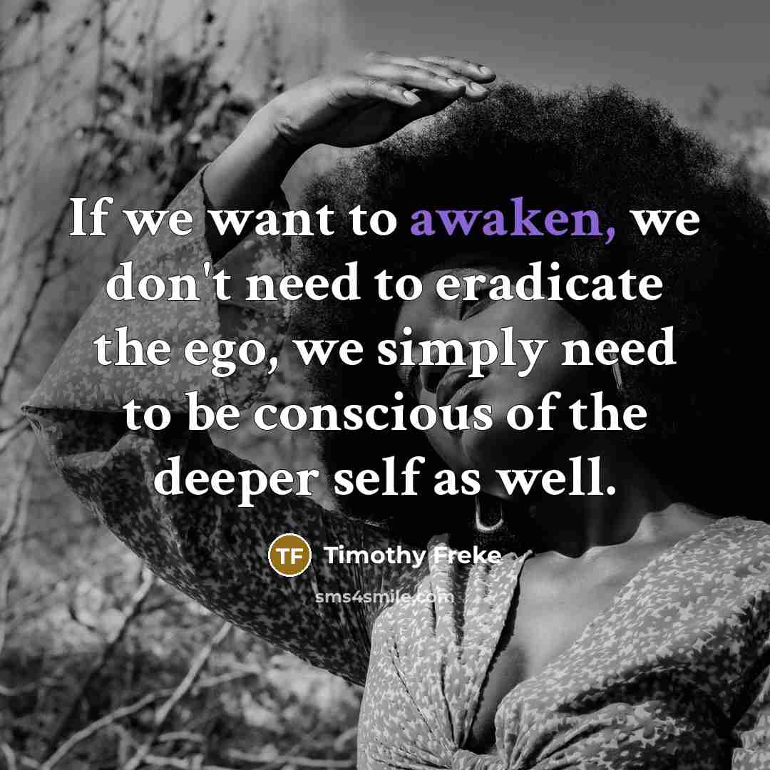 “If we want to awaken, we don't need to eradicate…” quote by Timothy Freke