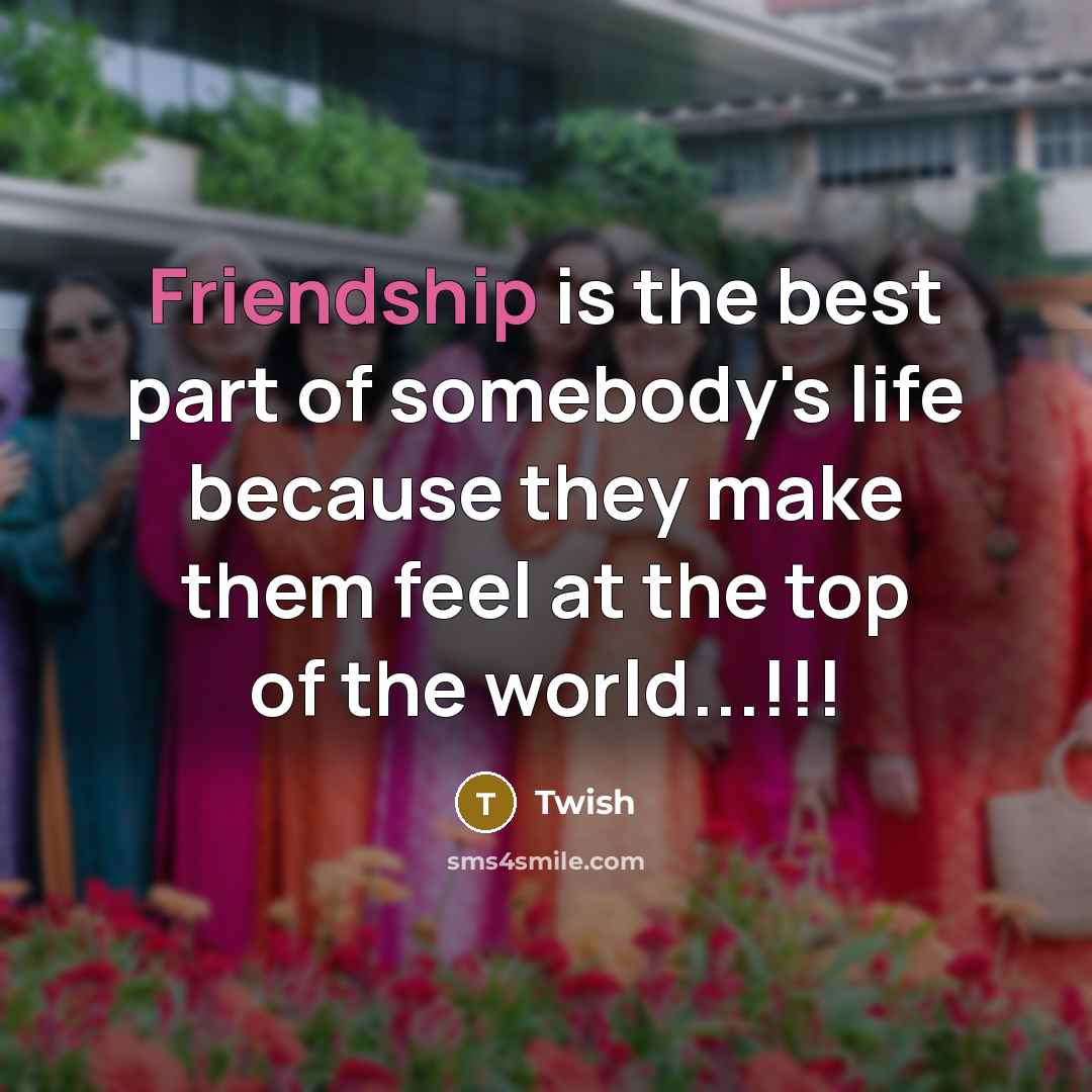 “Friendship is the best part of somebody's life because they make them feel at the top of the world...!!!” quote by Twish