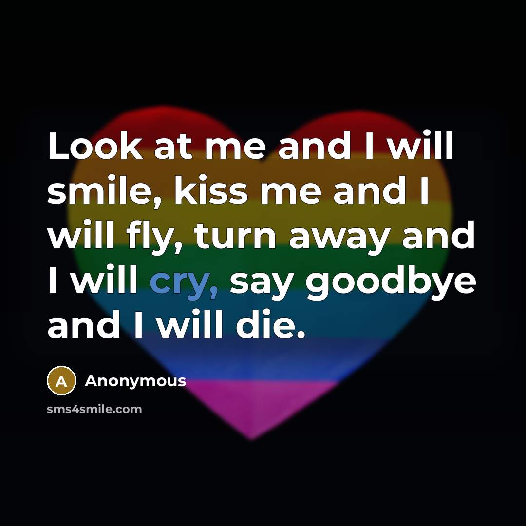 “Look at me and I will smile, kiss me and…” quote by Anonymous