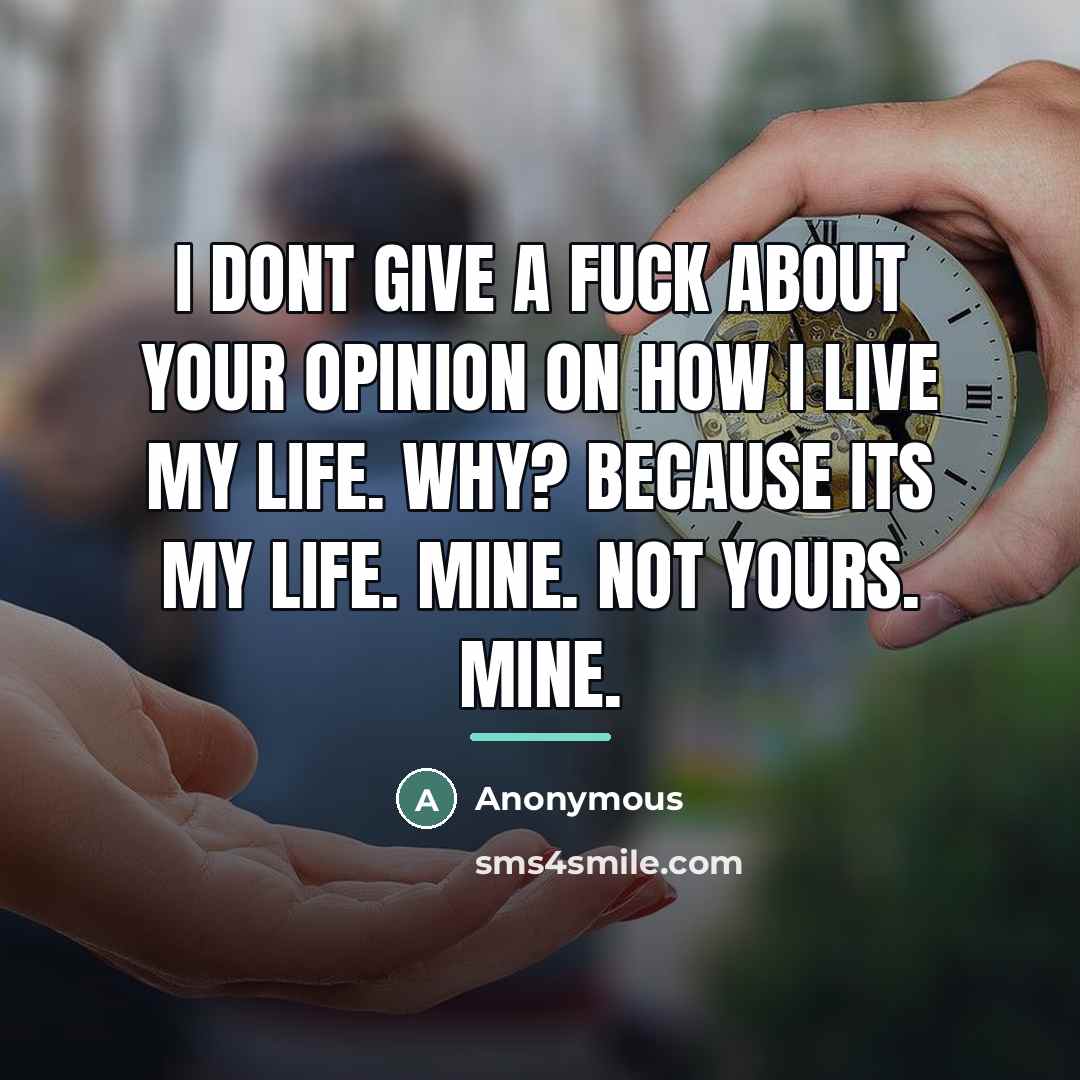 “I dont give a fuck about your opinion on how…” quote by Anonymous