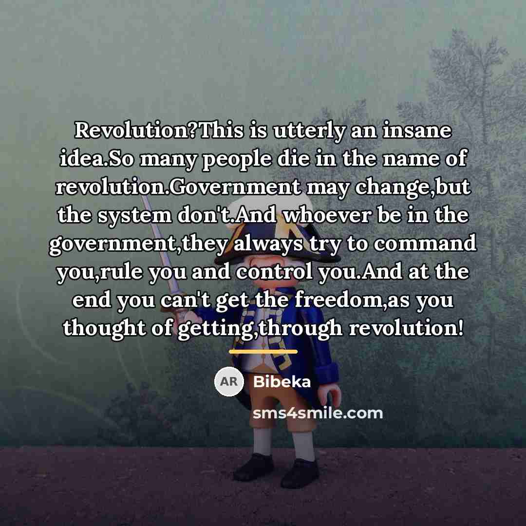 “Revolution?This is utterly an insane idea.So many people die in…” quote by Bibeka