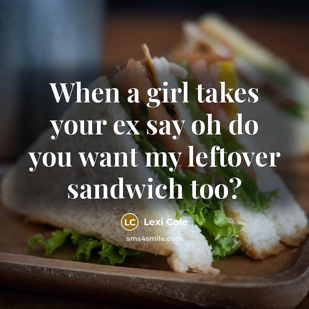 “When a girl takes your ex say oh do you want my leftover sandwich too?” quote by Lexi Cole