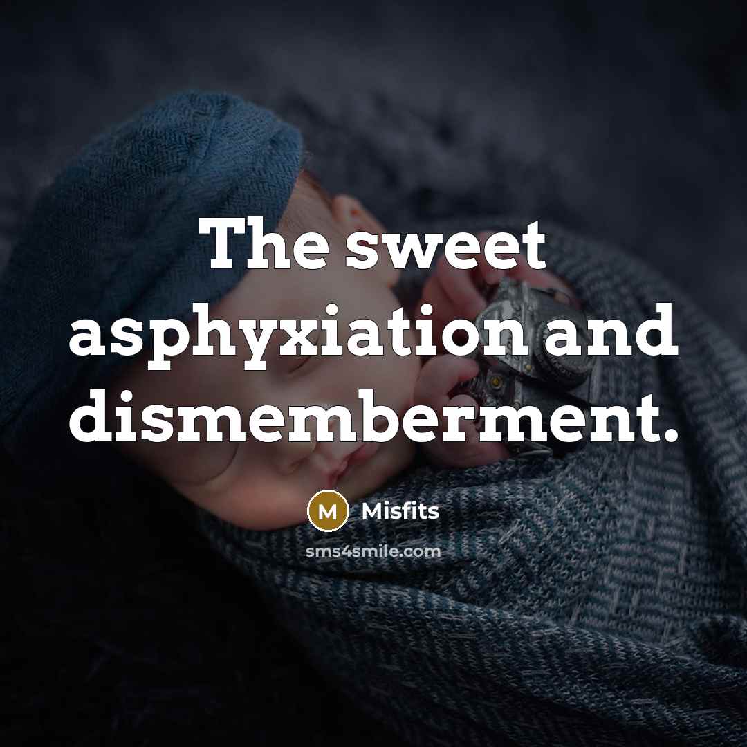 “The sweet asphyxiation and dismemberment.…” quote by Misfits