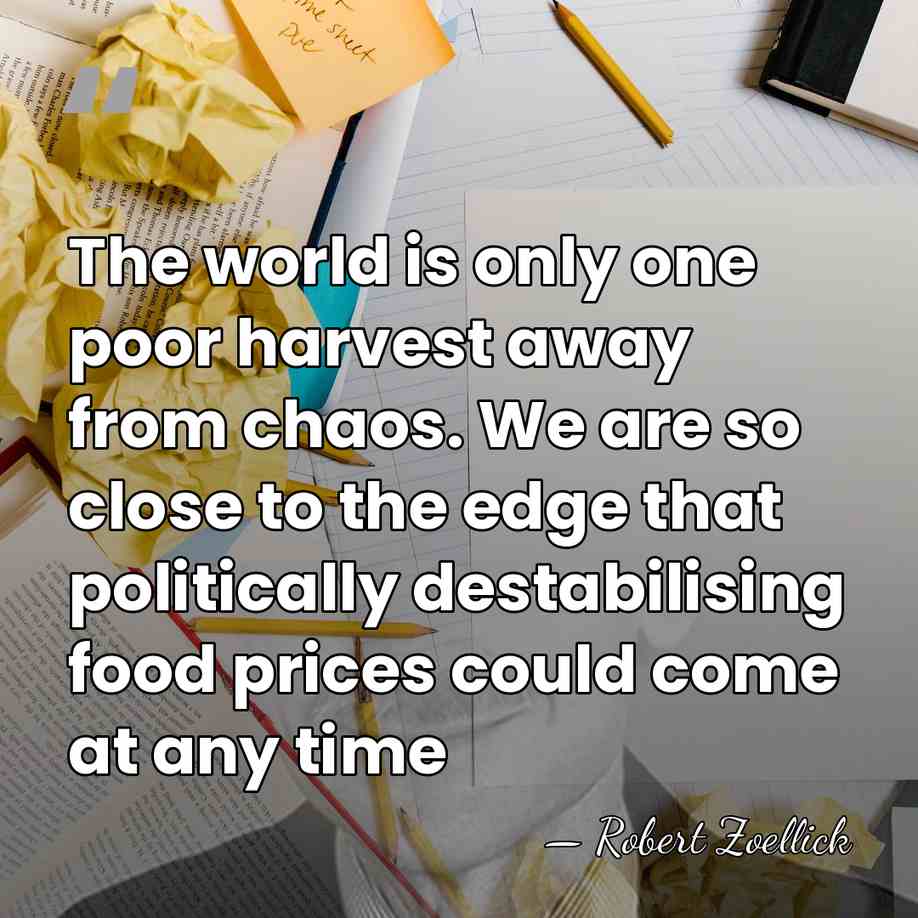 The world is only one poor harvest away from chaos. We are&hellip; - Robert Zoellick