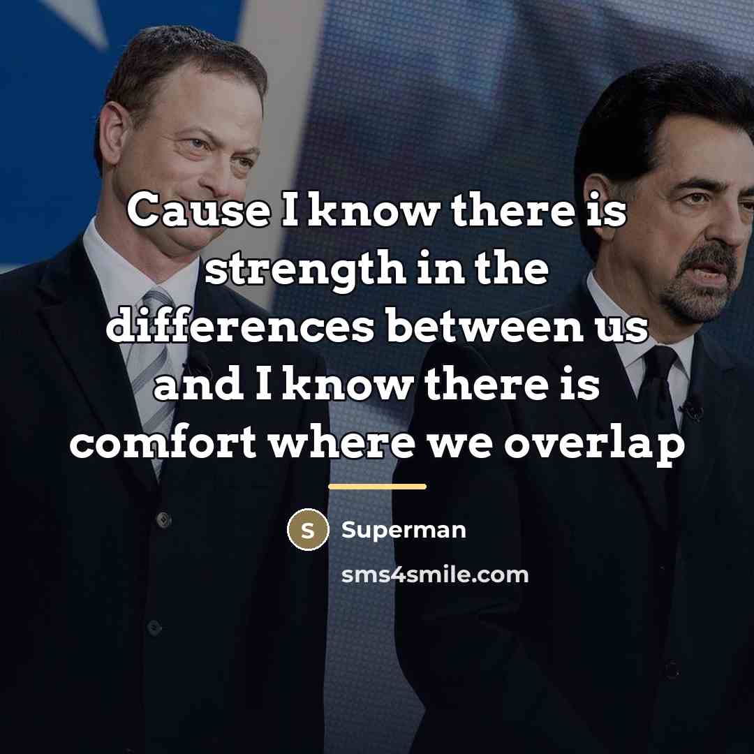 “Cause I know there is strength in the differences between…” quote by Superman