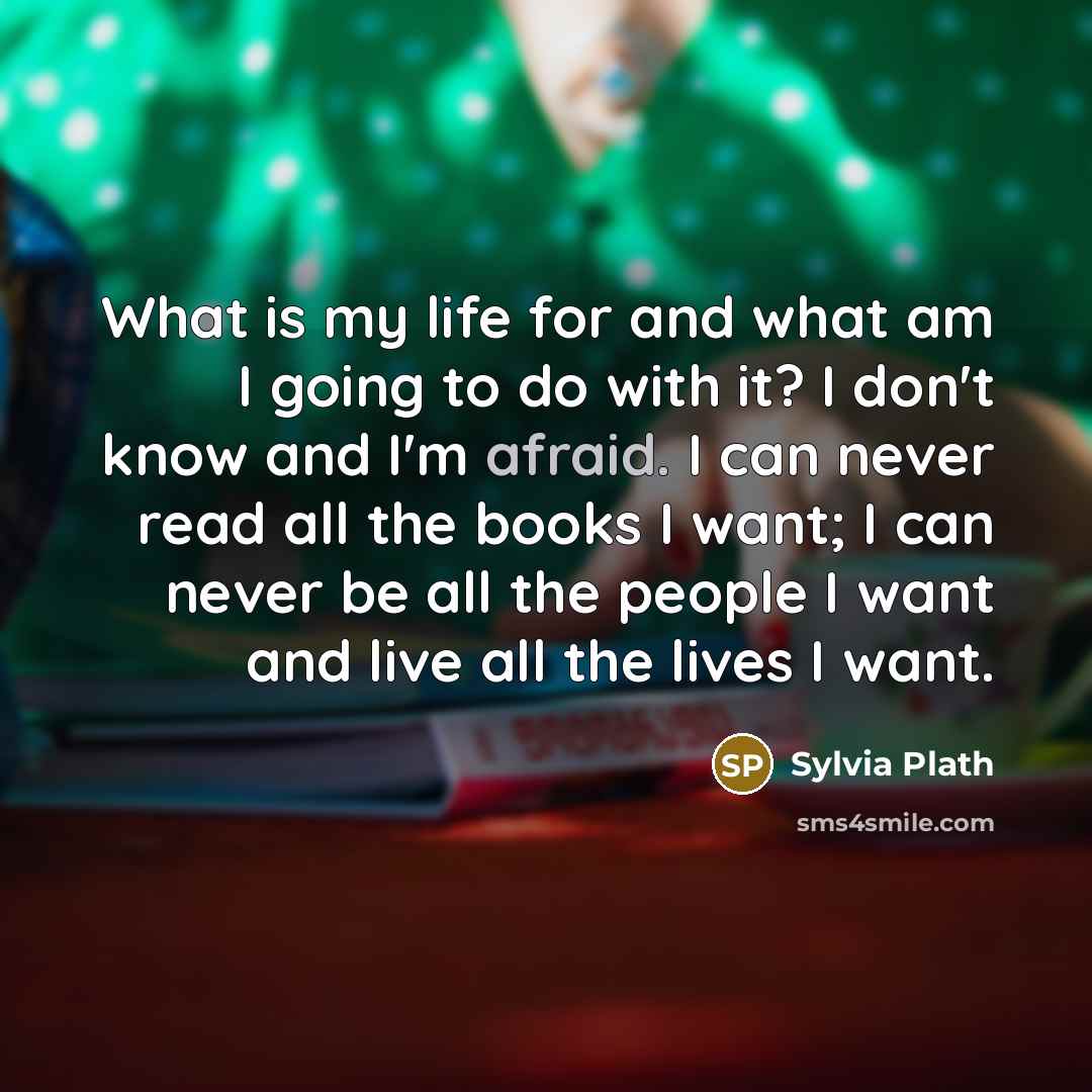 “What is my life for and what am I going…” quote by Sylvia Plath