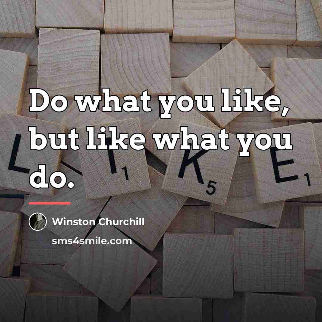 “Do what you like, but like what you do.…” quote by Winston Churchill