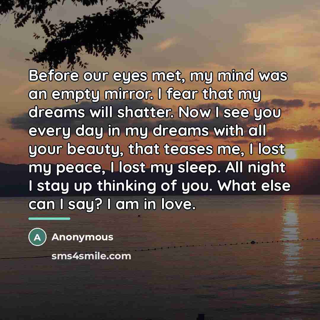 “Before our eyes met, my mind was an empty mirror.…” quote by Anonymous