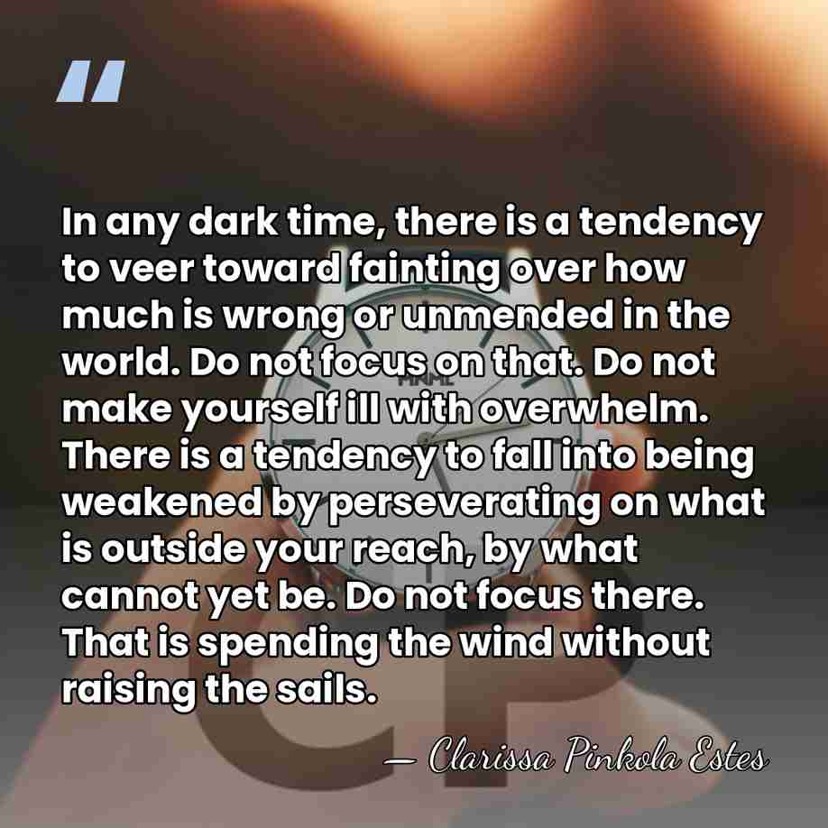 In any dark time, there is a tendency to veer toward fainting&hellip; - Clarissa Pinkola Estes