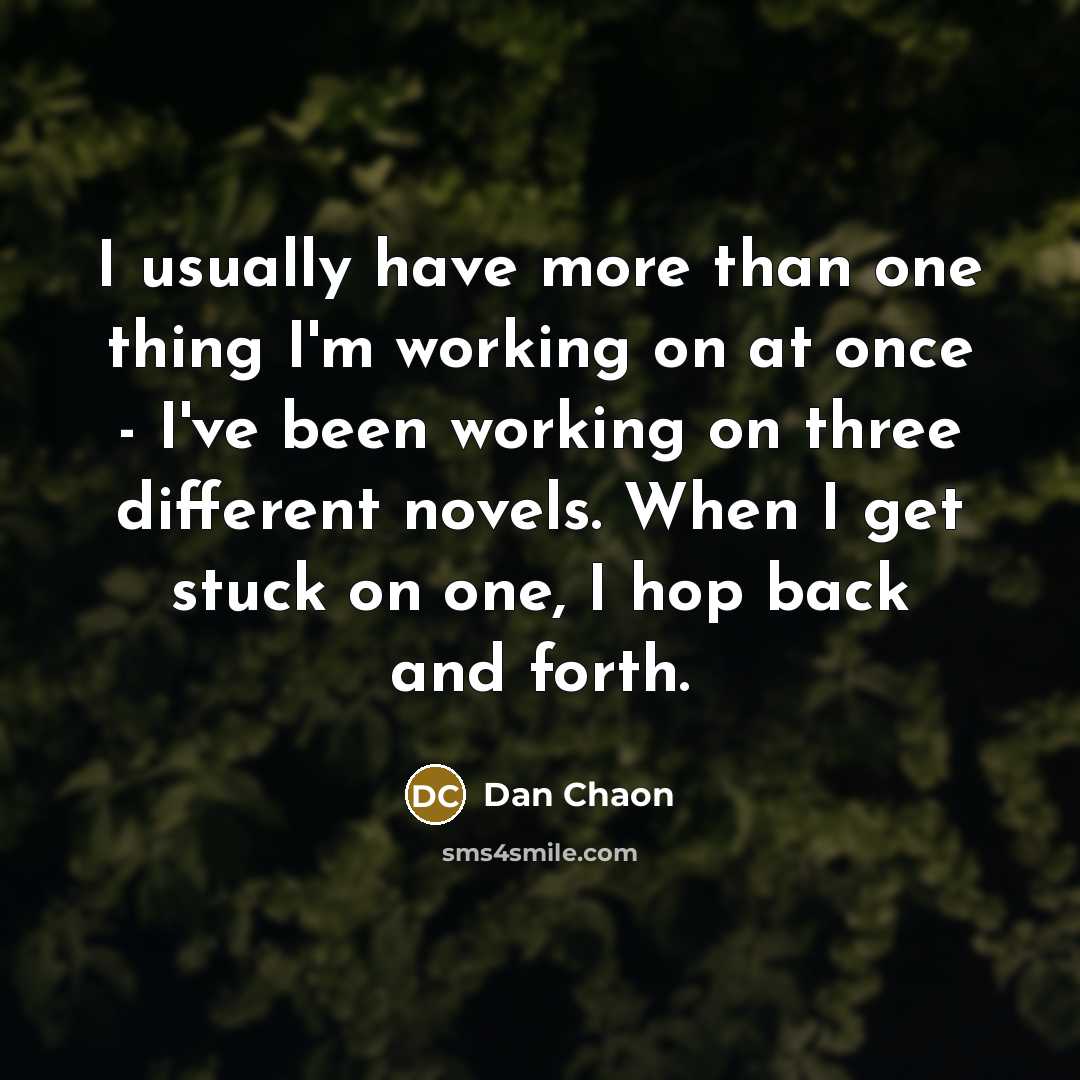 “I usually have more than one thing I'm working on…” quote by Dan Chaon