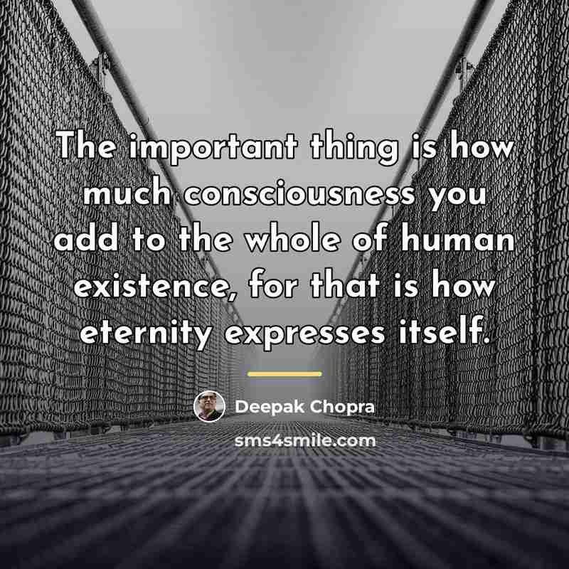 “The important thing is how much consciousness you add to…” quote by Deepak Chopra
