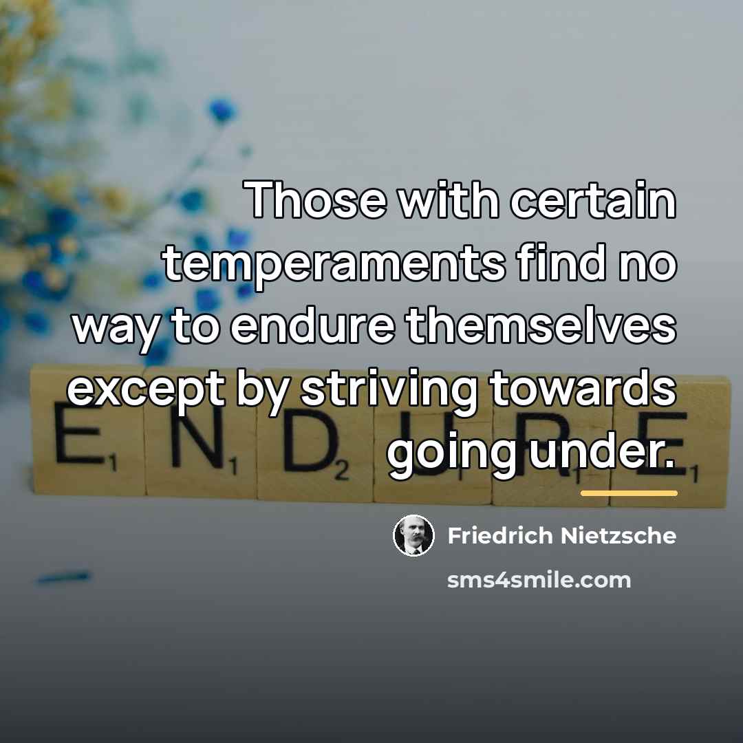 “Those with certain temperaments find no way to endure themselves…” quote by Friedrich Nietzsche