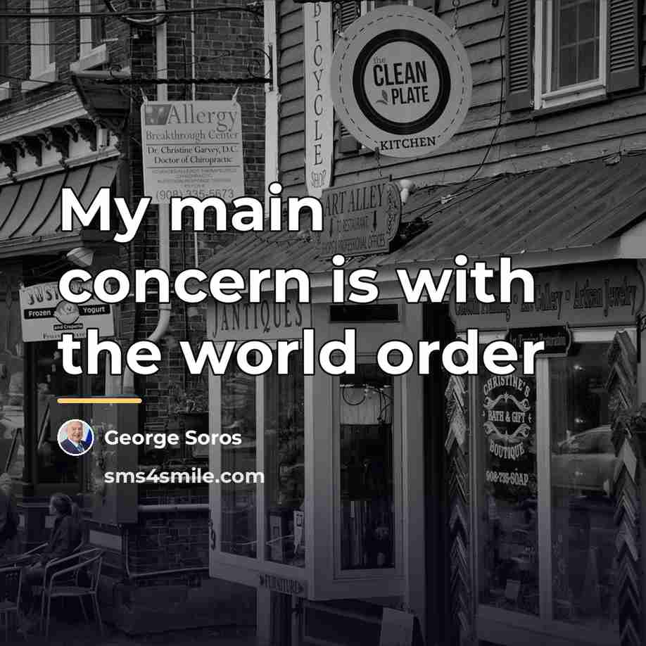 “My main concern is with the world order…” quote by George Soros