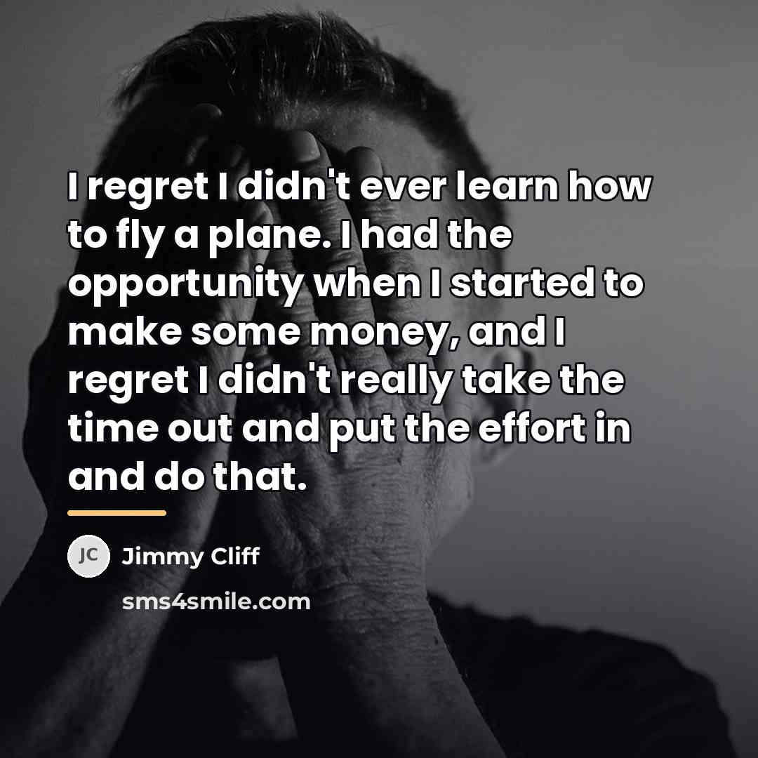 “I regret I didn't ever learn how to fly a…” quote by Jimmy Cliff