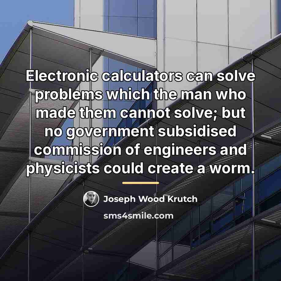 “Electronic calculators can solve problems which the man who made…” quote by Joseph Wood Krutch