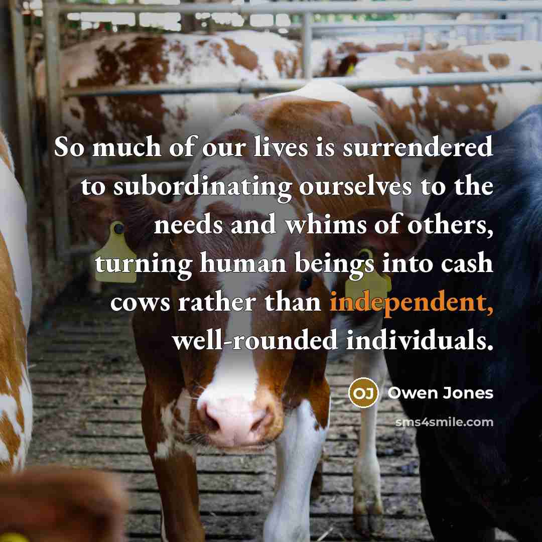 “So much of our lives is surrendered to subordinating ourselves…” quote by Owen Jones