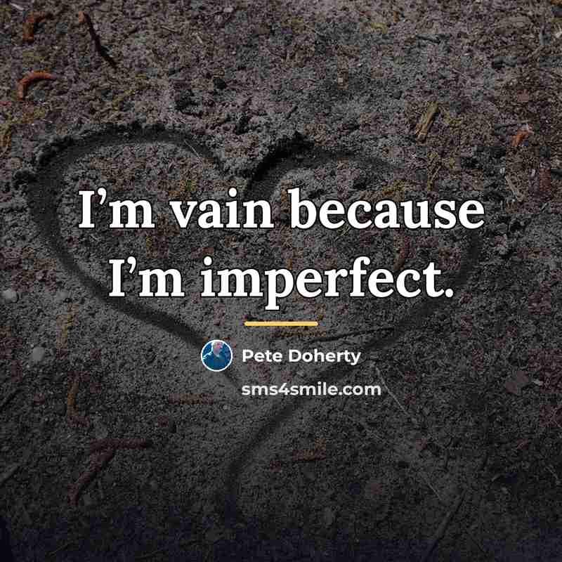 “I’m vain because I’m imperfect.…” quote by Pete Doherty