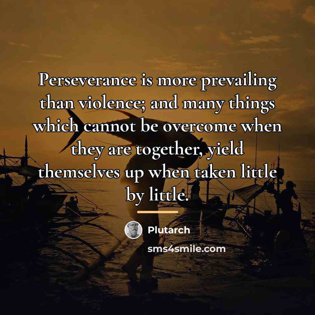“Perseverance is more prevailing than violence; and many things which…” quote by Plutarch