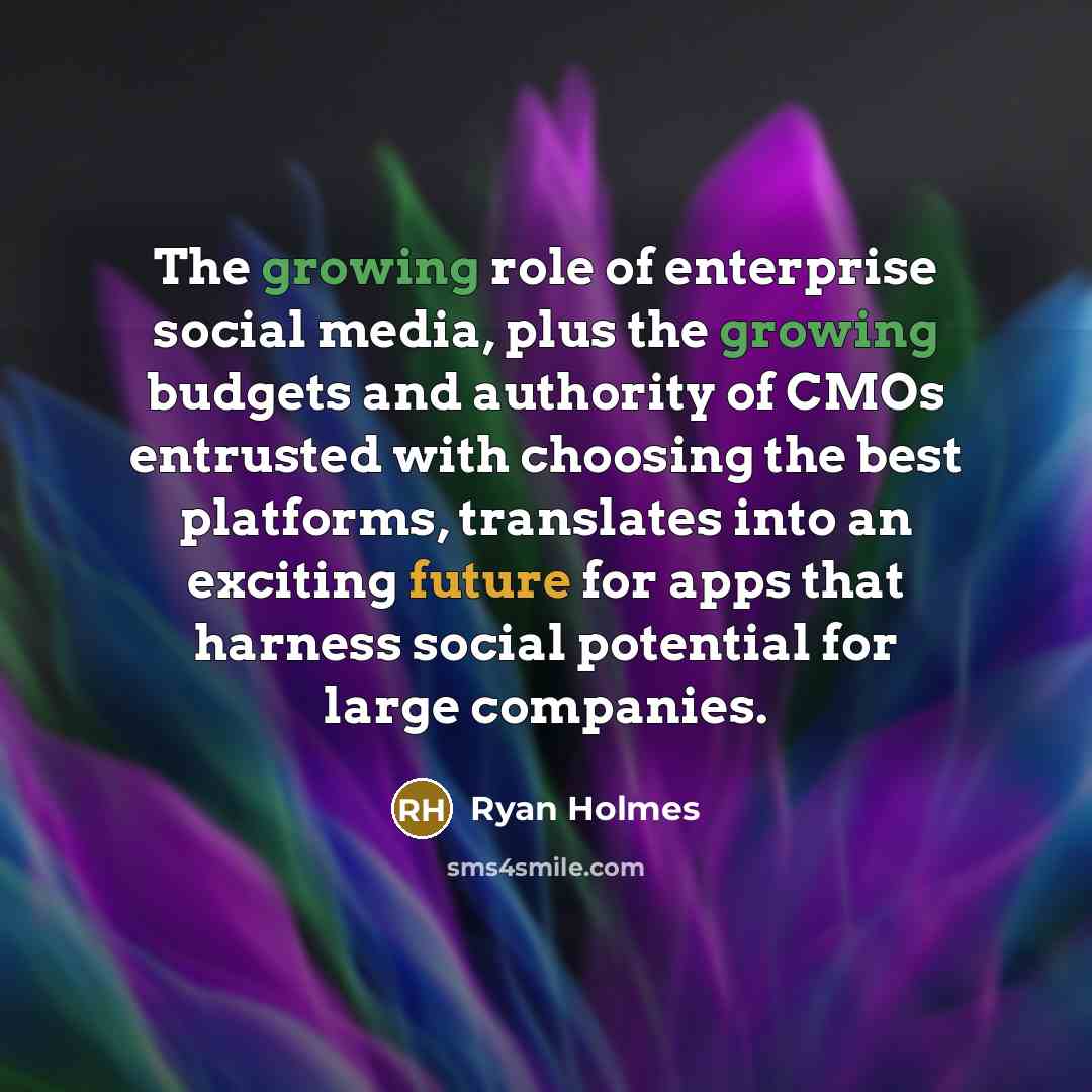 “The growing role of enterprise social media, plus the growing…” quote by Ryan Holmes