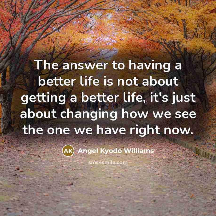 “The answer to having a better life is not about…” quote by angel Kyodo Williams