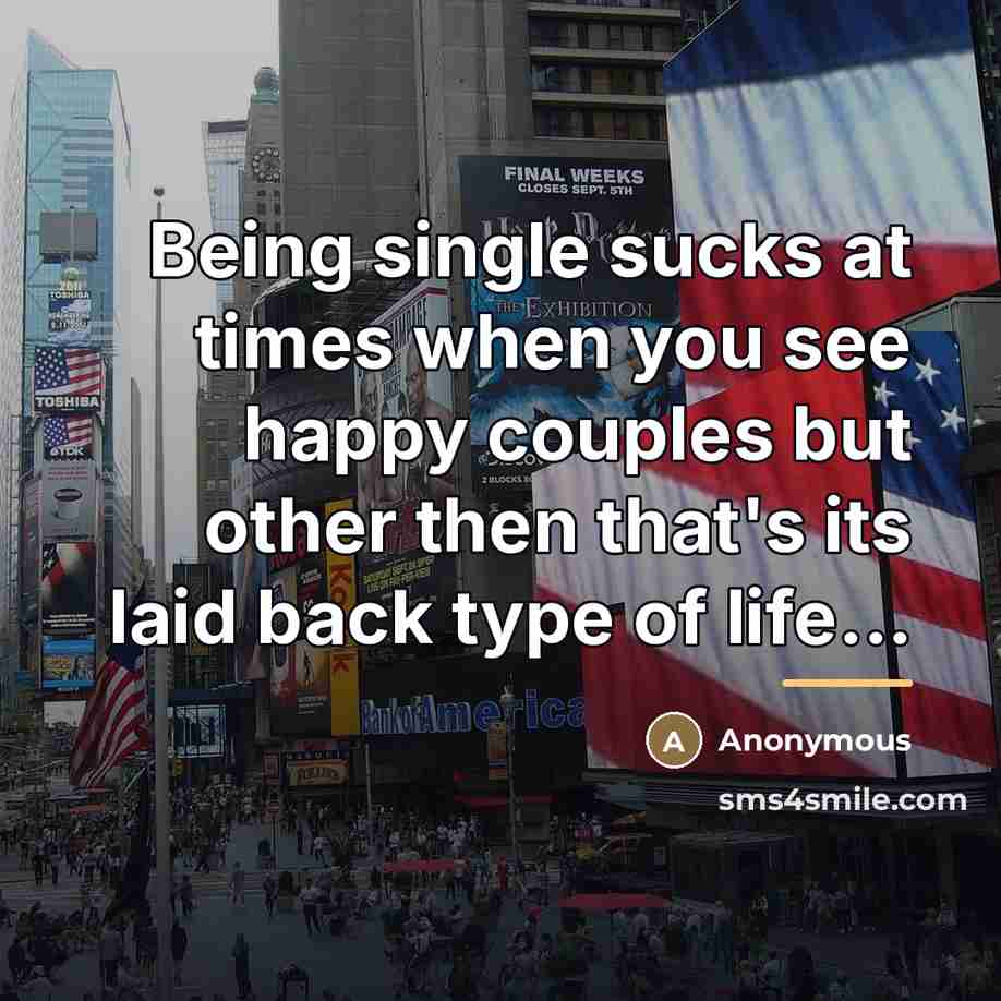 “Being single sucks at times when you see happy couples…” quote by Anonymous
