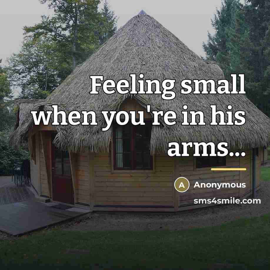 “Feeling small when you're in his arms...…” quote by Anonymous