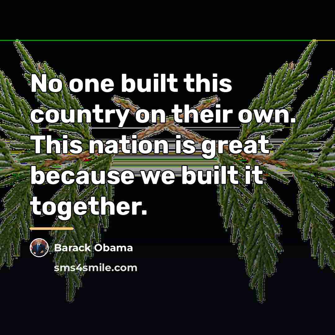 “No one built this country on their own. This nation…” quote by Barack Obama