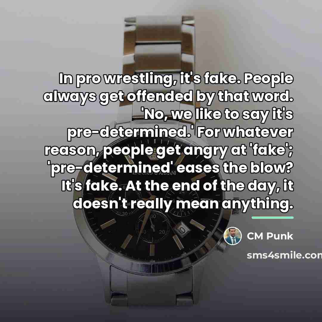 “In pro wrestling, it's fake. People always get offended by…” quote by CM Punk