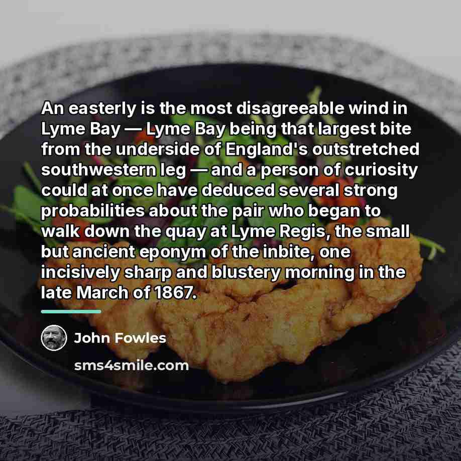 “An easterly is the most disagreeable wind in Lyme Bay…” quote by John Fowles