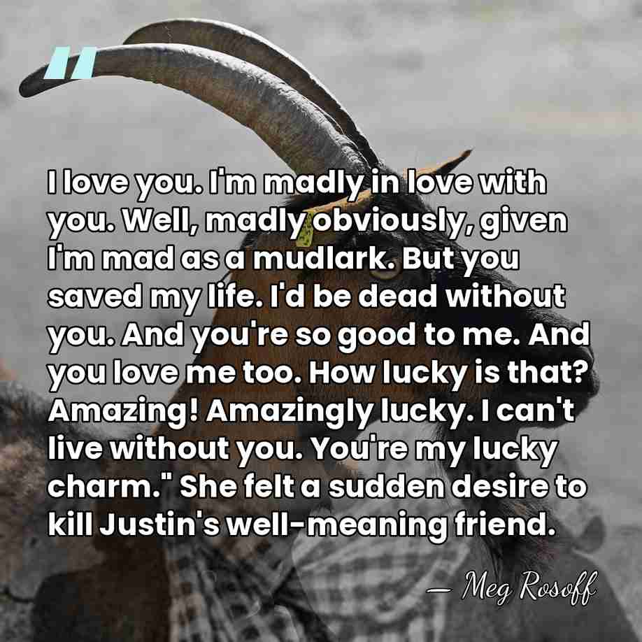I love you. I'm madly in love with you. Well, madly obviously,&hellip; - Meg Rosoff