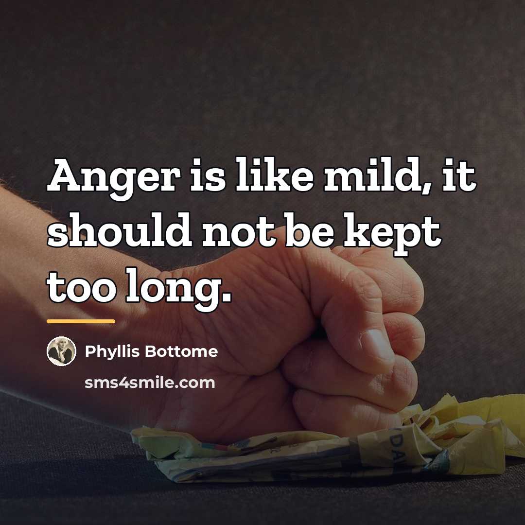 “Anger is like mild, it should not be kept too…” quote by Phyllis Bottome