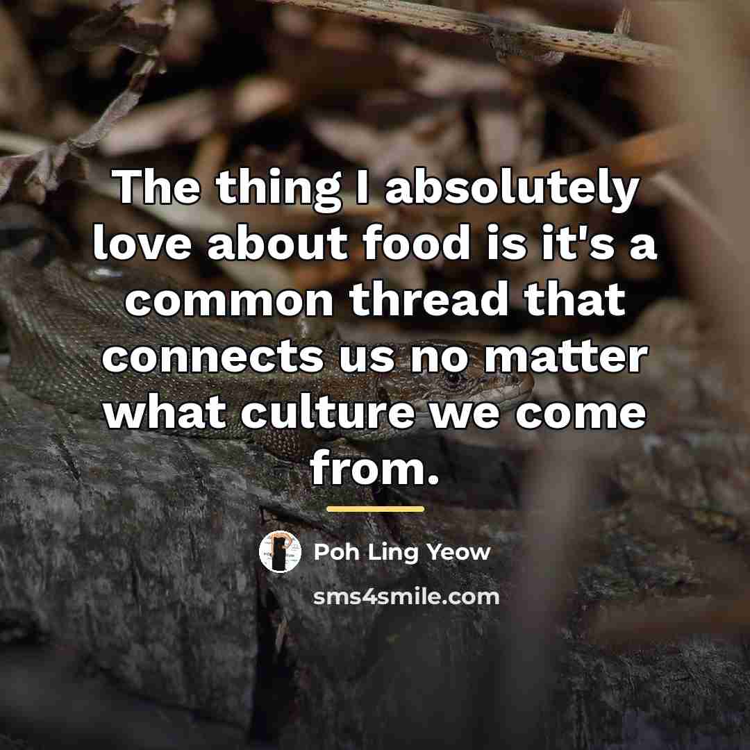 “The thing I absolutely love about food is it's a…” quote by Poh Ling Yeow