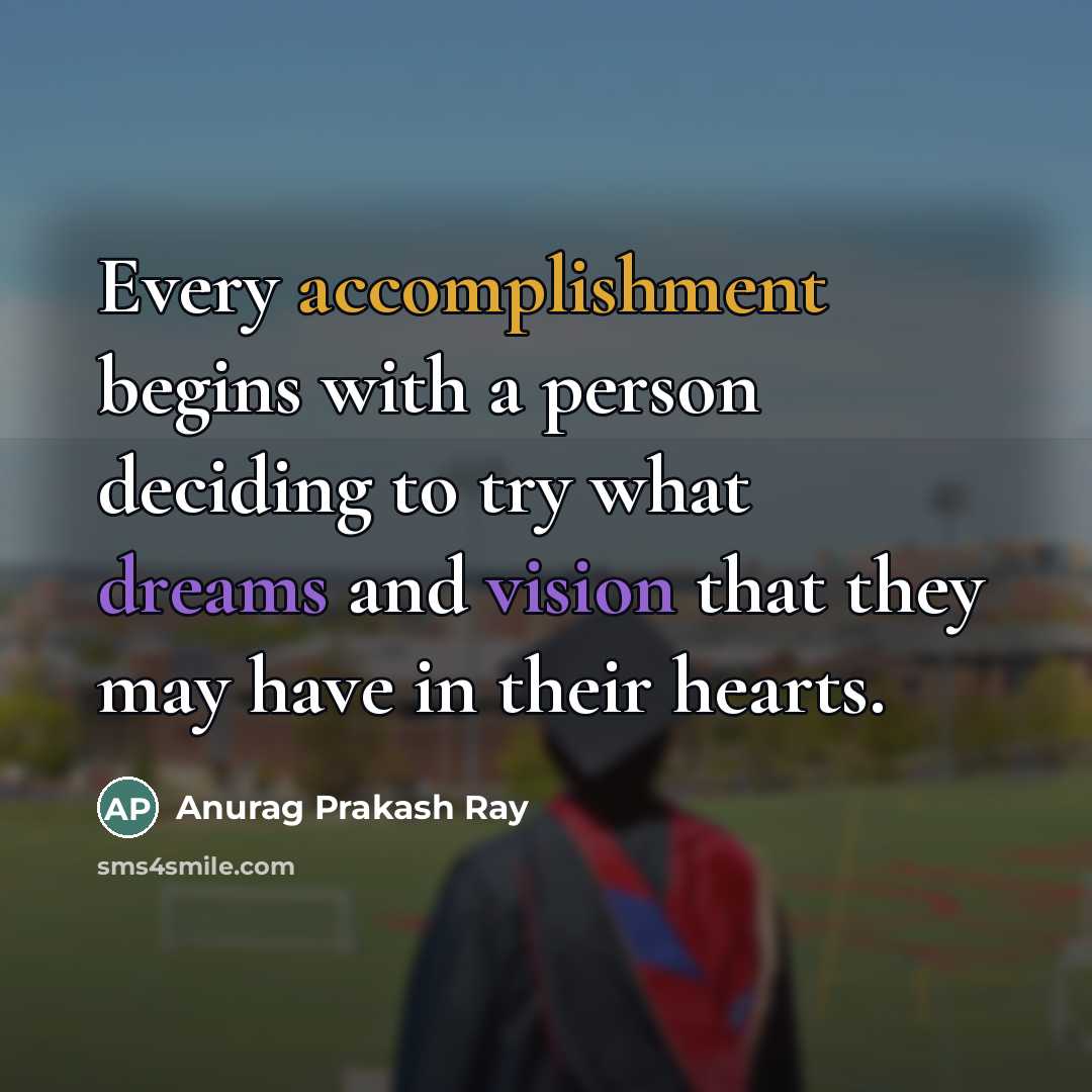 “Every accomplishment begins with a person deciding to try what…” quote by Anurag Prakash Ray