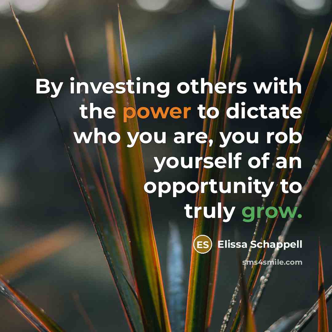 “By investing others with the power to dictate who you…” quote by Elissa Schappell
