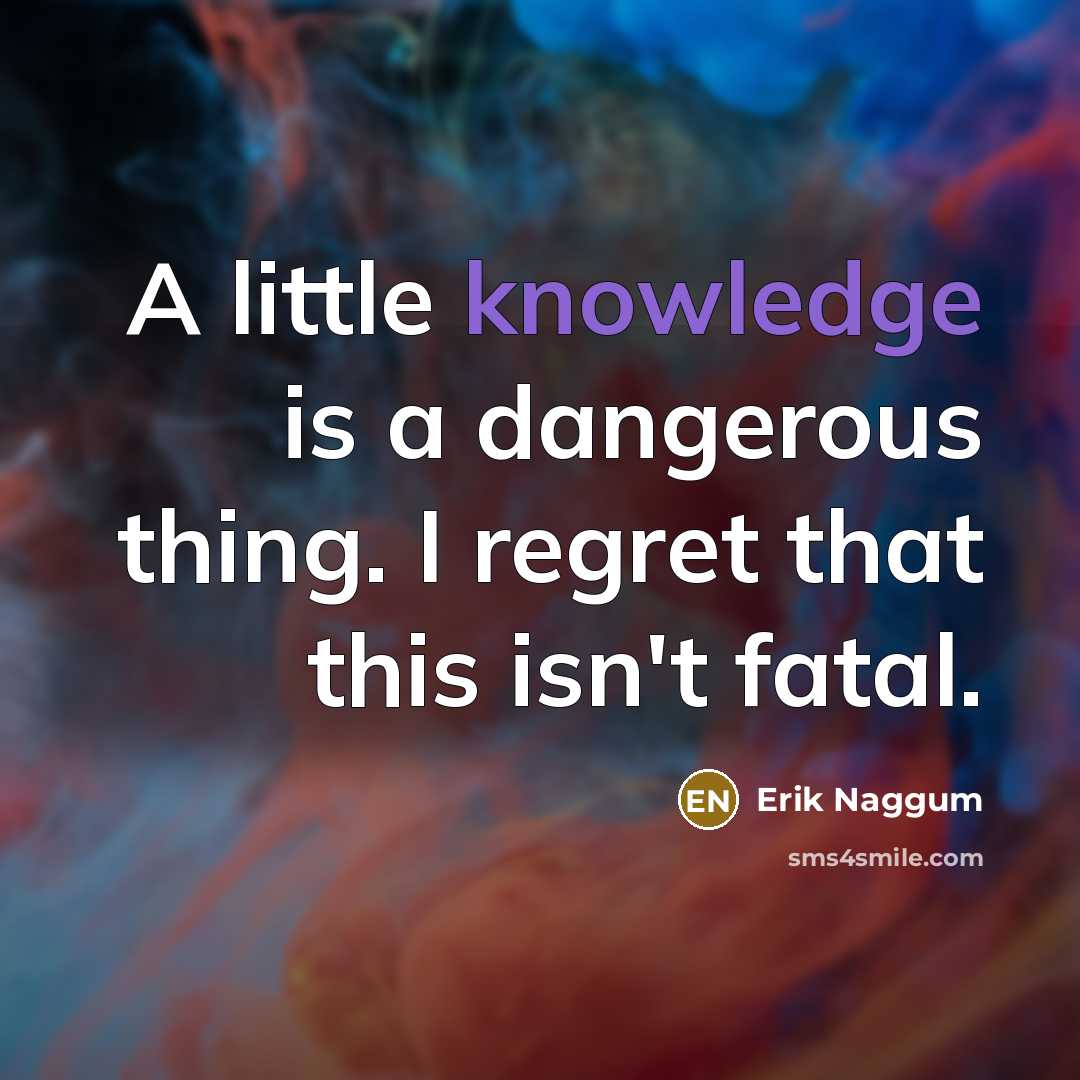 “A little knowledge is a dangerous thing. I regret that…” quote by Erik Naggum