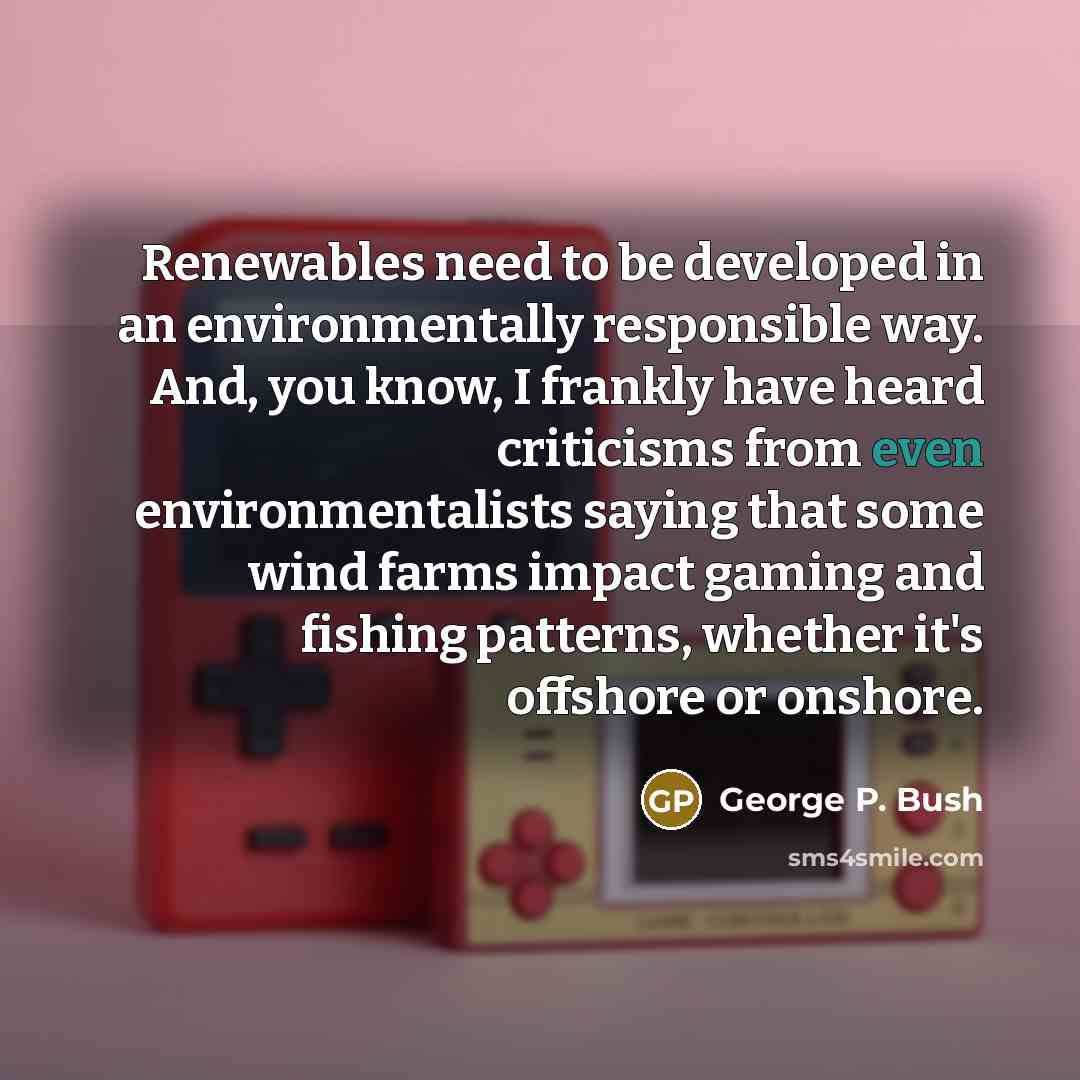 “Renewables need to be developed in an environmentally responsible way.…” quote by George P. Bush