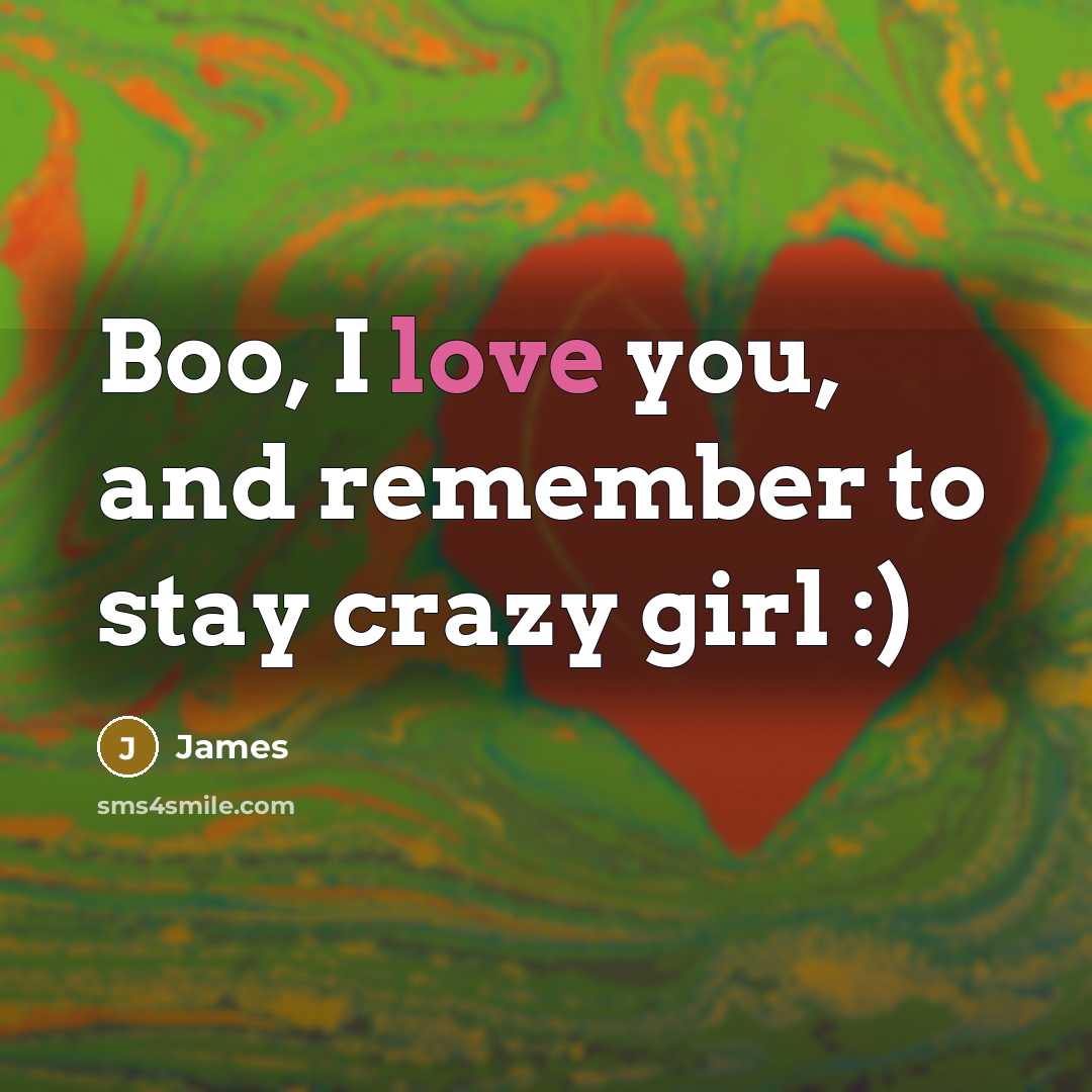 “Boo, I love you, and remember to stay crazy girl…” quote by James