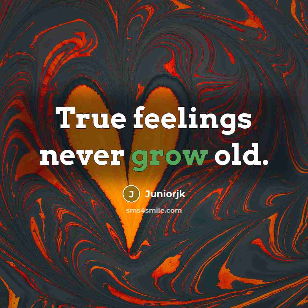 “True feelings never grow old.…” quote by Juniorjk