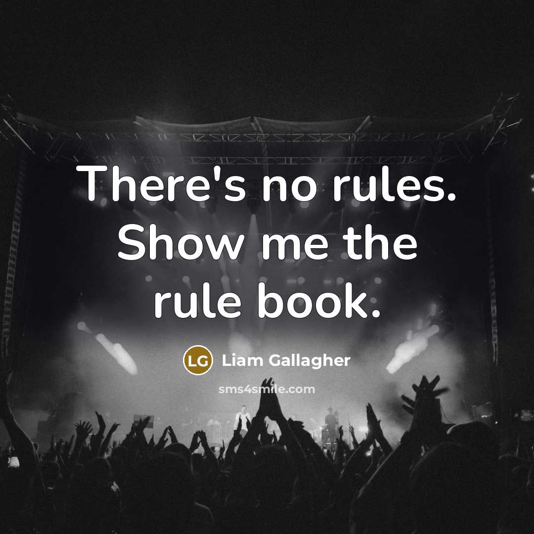 “There's no rules. Show me the rule book.…” quote by Liam Gallagher